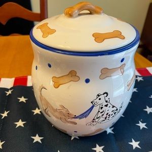 SOLD Inspirado Cheerful Ceramic Stoneware Dog Treat or Cookie Jar